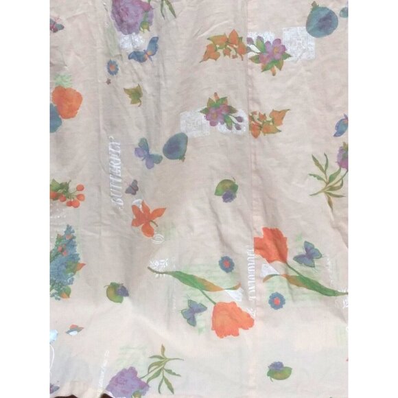 Stamp Maxi Dress Sz M Art-To-wear floral butterfly words button-up USA Resort - Picture 13 of 13